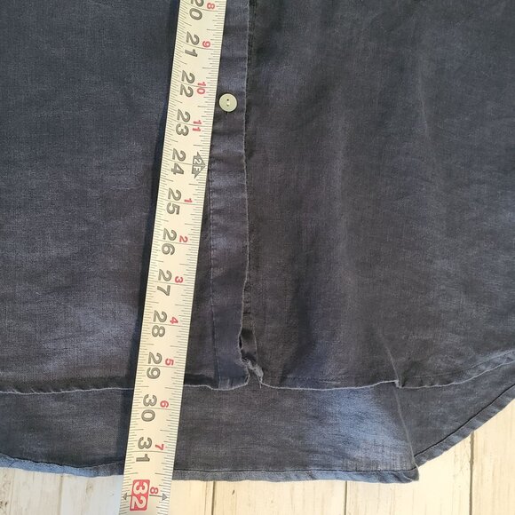 Hanna G Long Sleeve Pleated Front Linen Shirt S Relaxed Lagenlook Minimalist - Picture 7 of 9